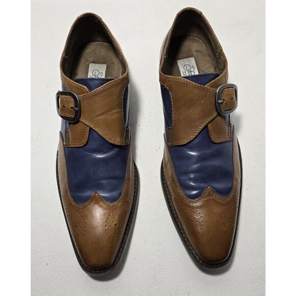 Fratelli Footwear Mens Tan/Blue Leather Wingtip Monk Strap Dress Shoes Sz US 9.5 main image 11